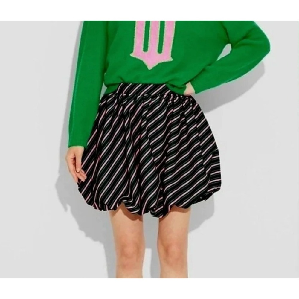 Wicked Paul Tazewell Bubble Skirt Women XS Pink Green Black NWOT Striped